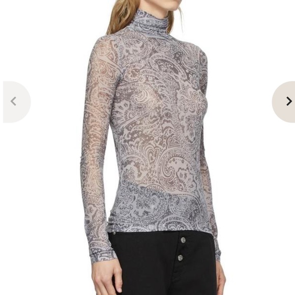 Acne studio turtle neck paisley print hi neck top usa xs - Picture 2 of 6